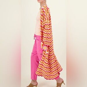 ME369 NEW Kimberley Sunshine Crochet Knit long open Cardigan coat size XS/S
